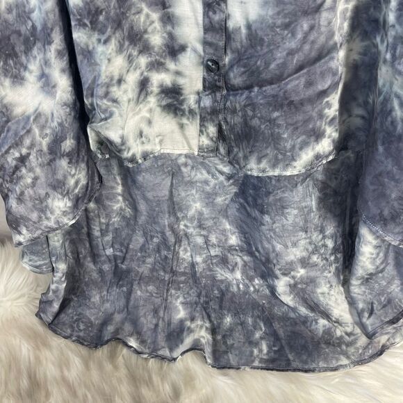 Anthropologie Varun & Nidhika Grey Watercolor Print Asymmetrical Dress Sz XXS - Picture 7 of 8